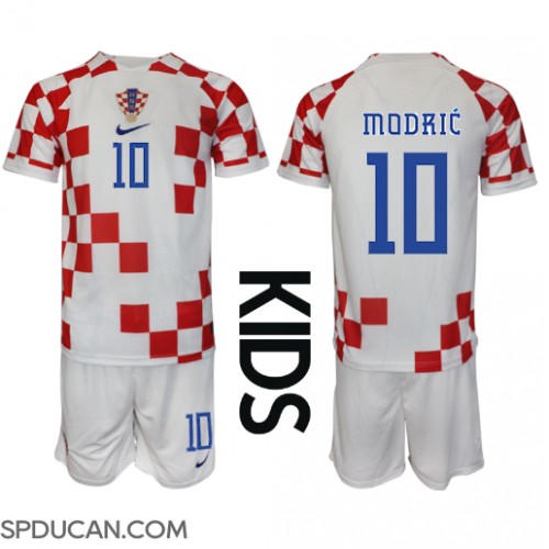 Dječji Nogometni Dres Hrvatska Luka Modric #10 Domaci SP 2022 Kratak Rukav (+ Kratke hlače)